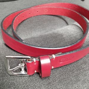Coach Women's Red Leather Belt X-large Made in Italy #8566 Genuine Leather 44"